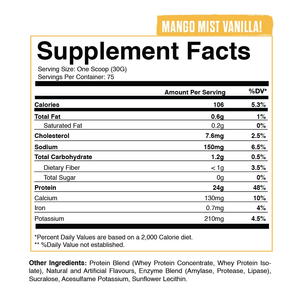 100% WHEY PROTEIN | MANGO MIST VANILLA | METALLIC SERIES - Image 2